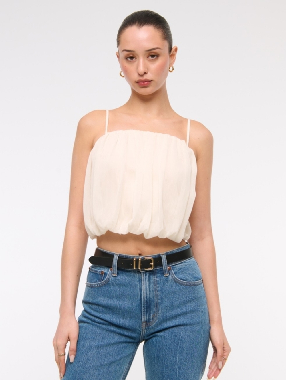 Abercrombie & Fitch Sheer Bubble Hem Cami Sz XXS NWOT